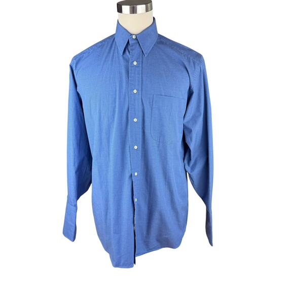 Tommy Hilfiger Men's L (15 32/33) Blue Pinstripe Dress Shirt, 100% Cotton - Picture 1 of 12